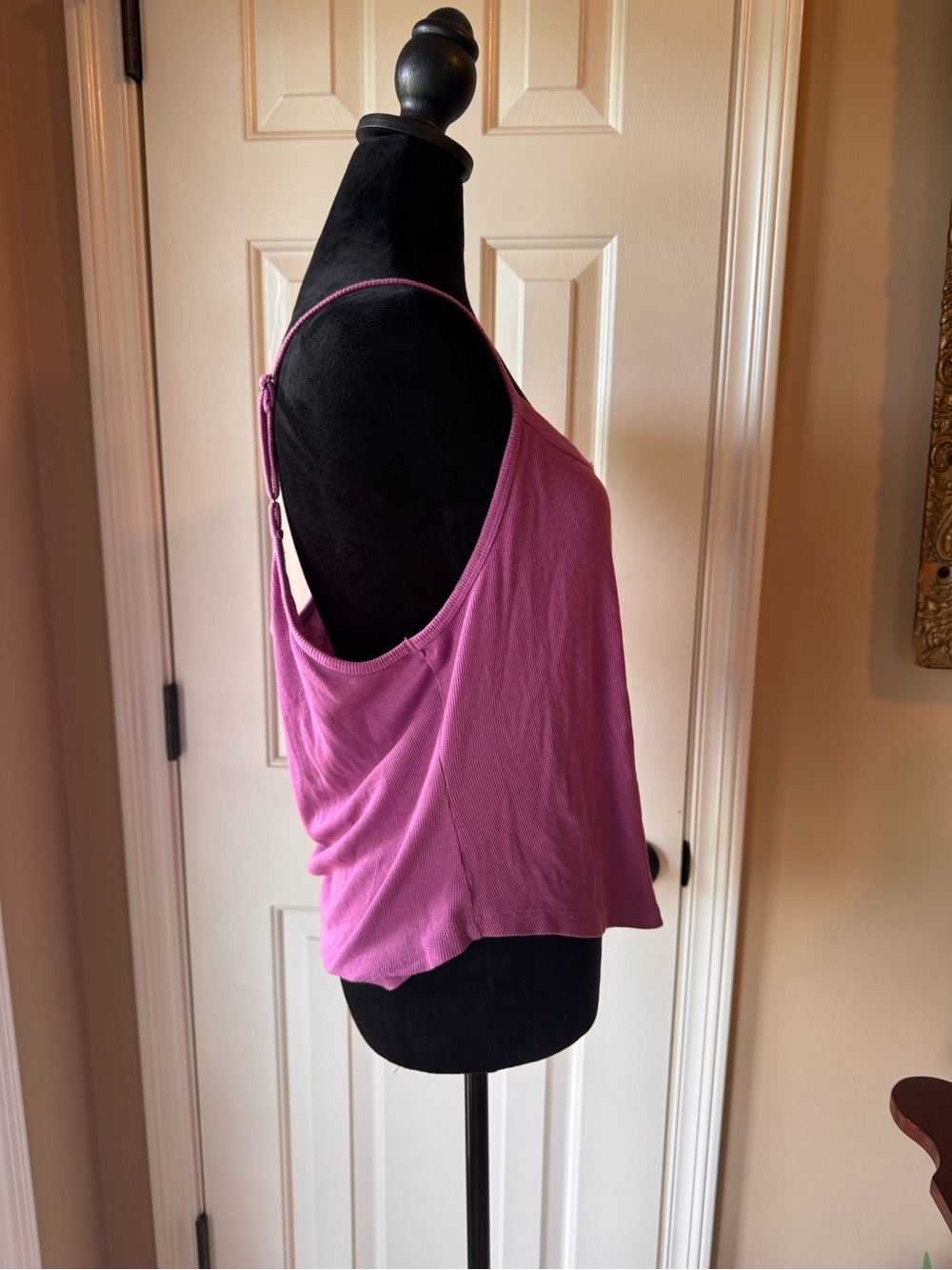 Pilcro Ribbed Button-Front Cami in Raspberry - Sz Large - Picture 5 of 11